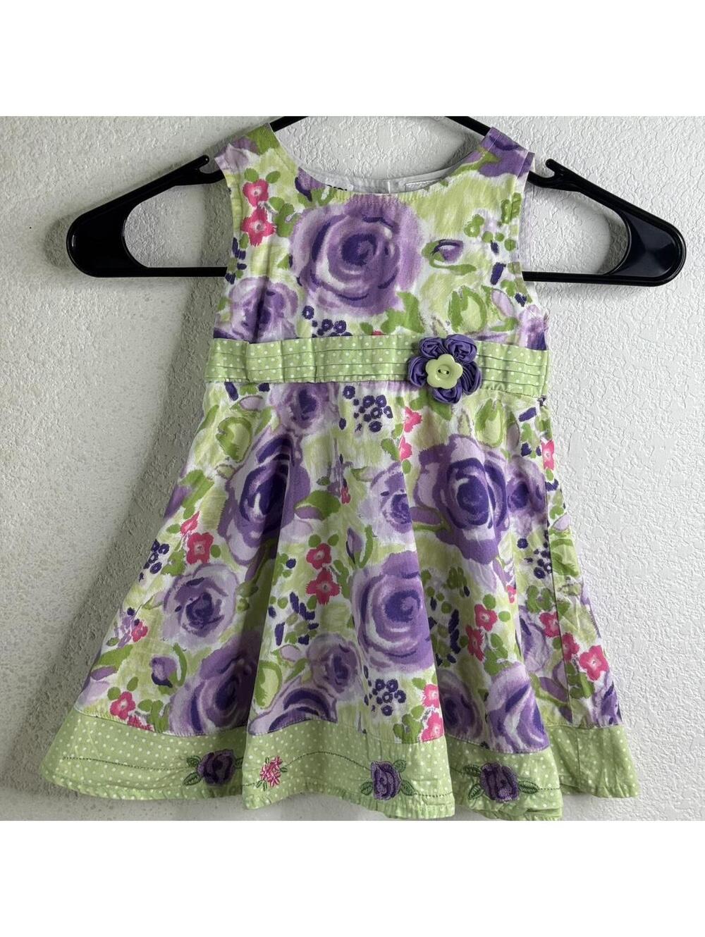 Y2k girls Floral and Green Dress 2T